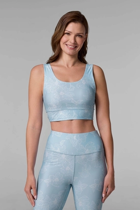 Women's Spring Garden Crop Bikini Top | Skyride Perfect Peony womens athletic swimwear, performance swimwear for women