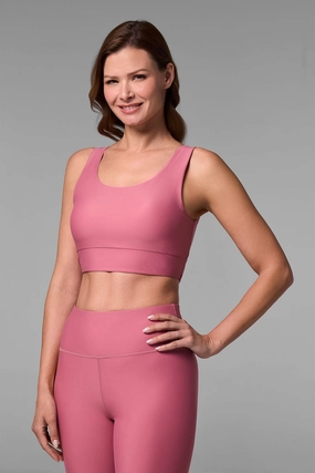 Women's Spring Garden Crop Bikini Top | Terracotta Rose adjustable swimsuits for women, breathable swimwear for ladies