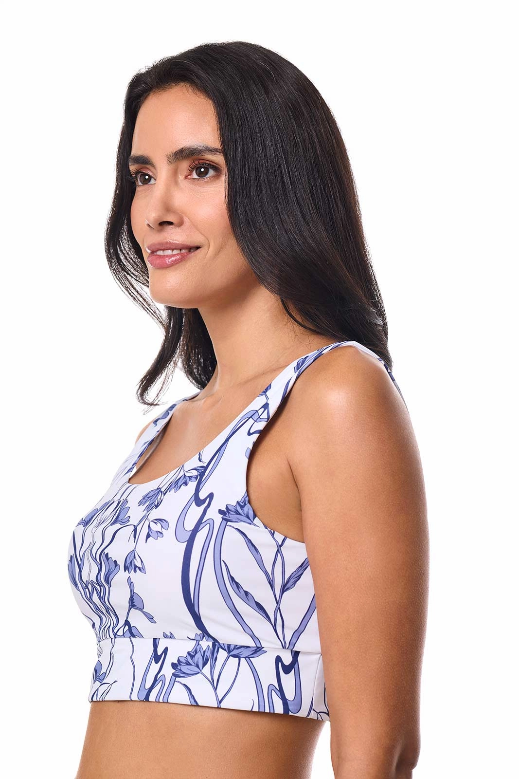 Women's Spring Garden Crop Bikini Top | White Iris Dusk