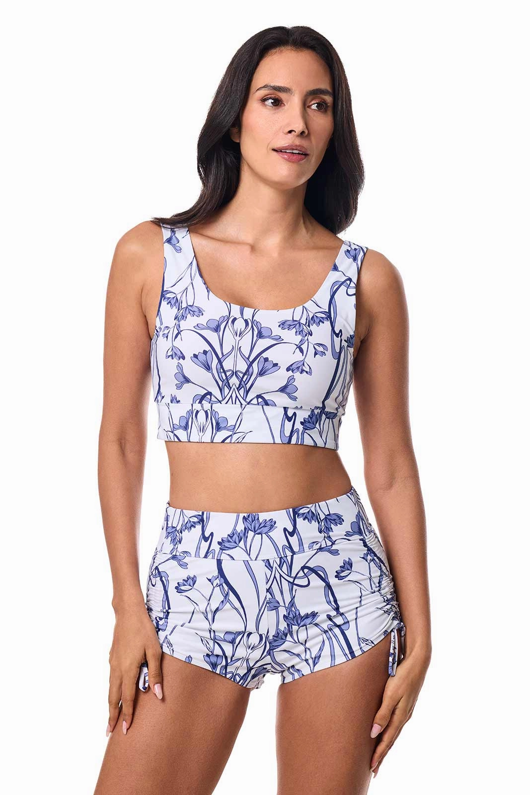 Women's Spring Garden Crop Bikini Top | White Iris Dusk