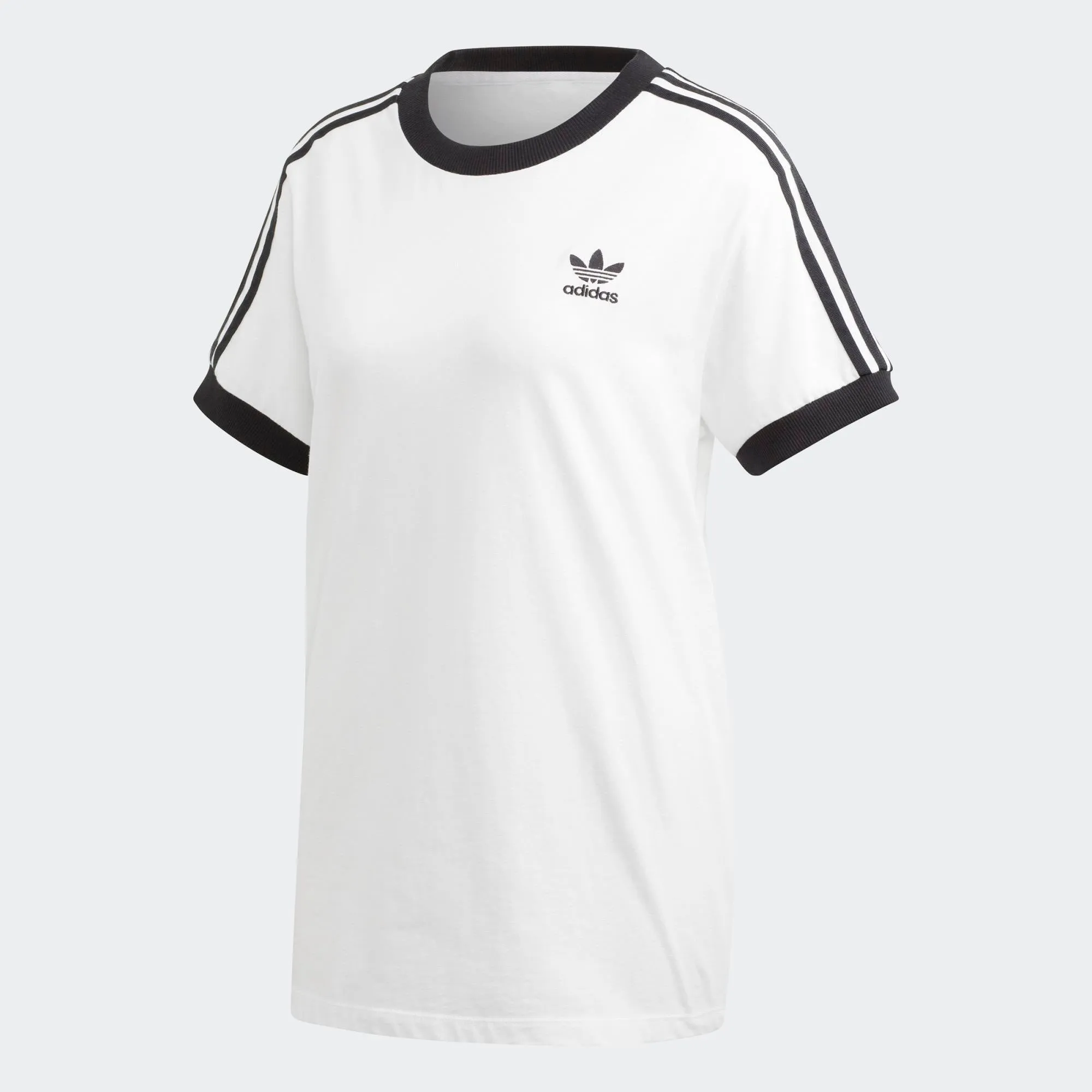 Womens Adidas Originals 3-Stripes Tee Shirt In White Black