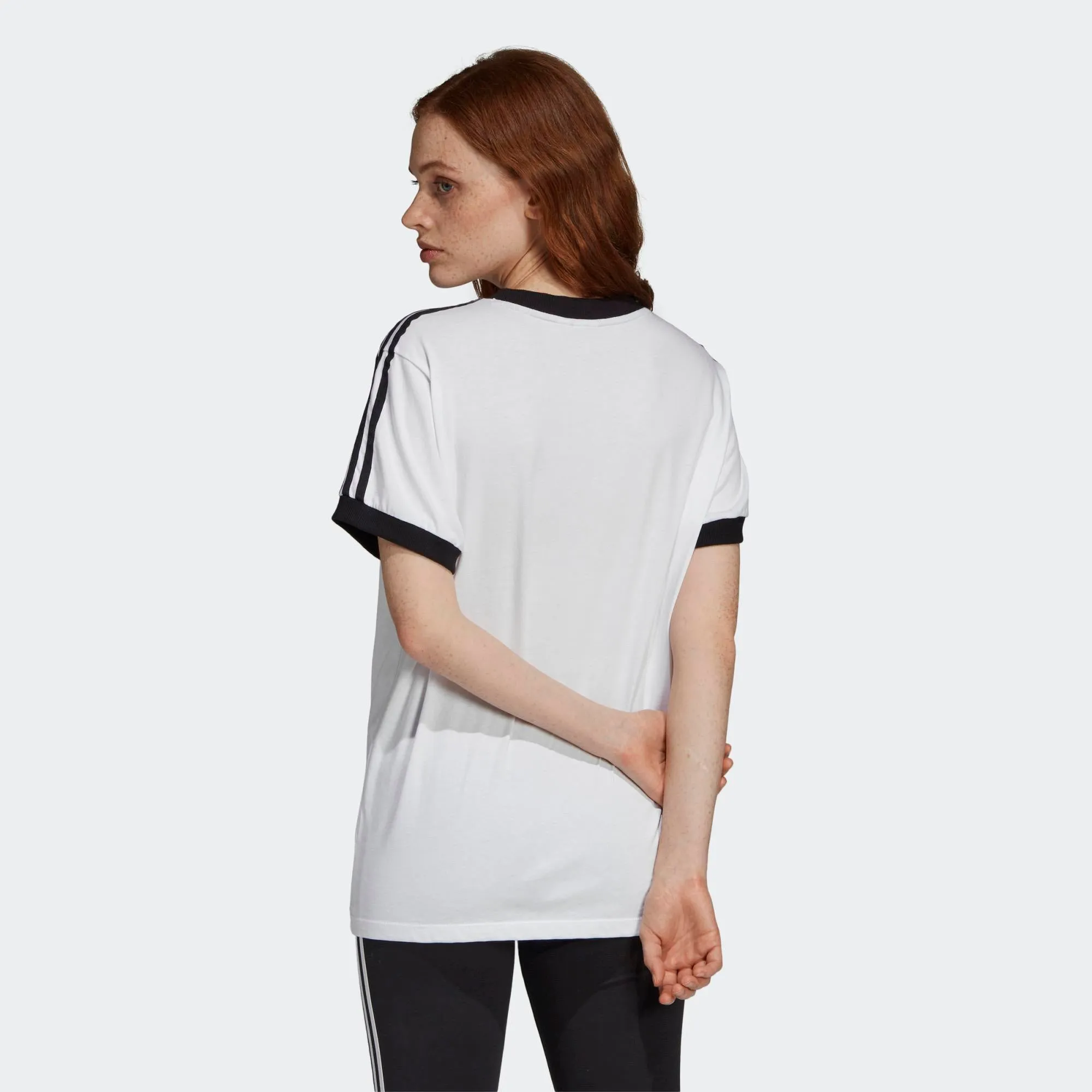 Womens Adidas Originals 3-Stripes Tee Shirt In White Black