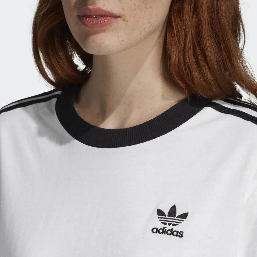Womens Adidas Originals 3-Stripes Tee Shirt In White Black