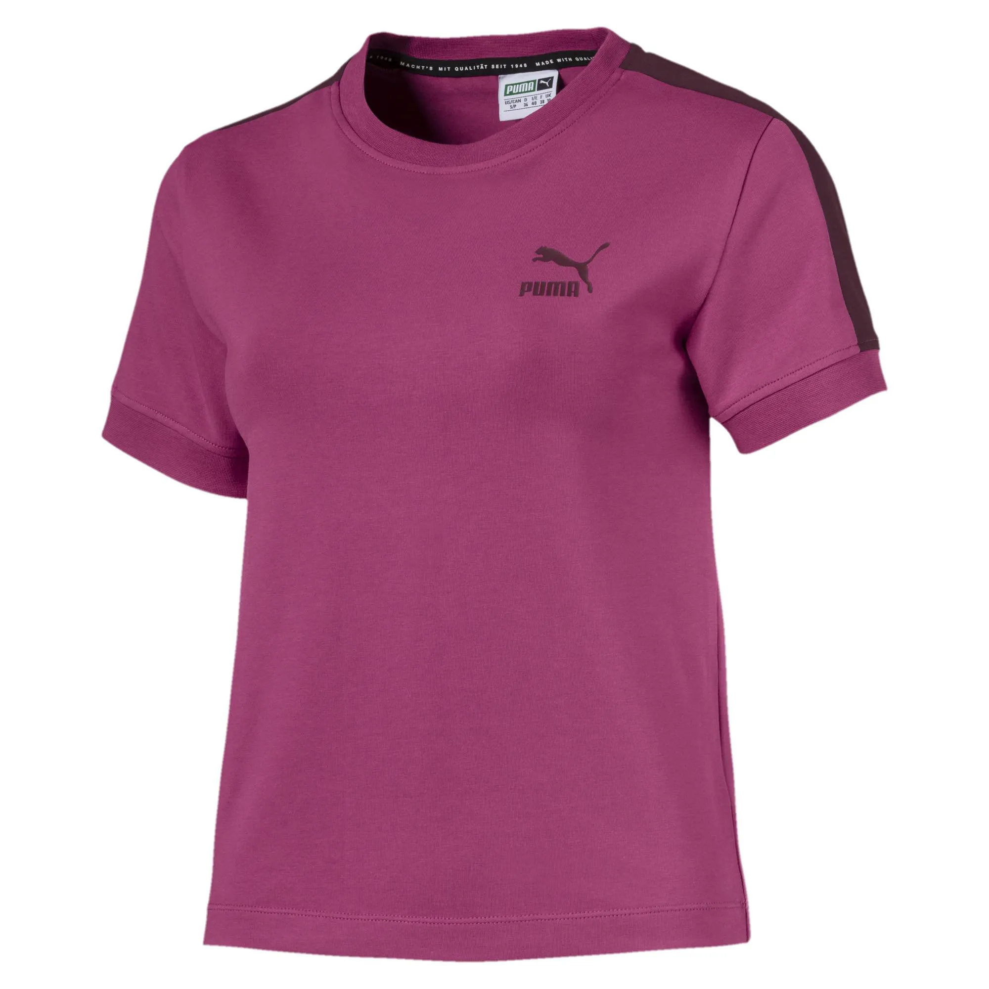 Womens Puma Classics Tight T7 Tee Shirt In Magenta Haze