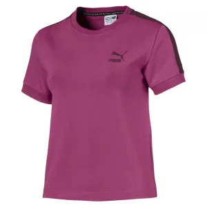 Womens Puma Classics Tight T7 Tee Shirt In Magenta Haze