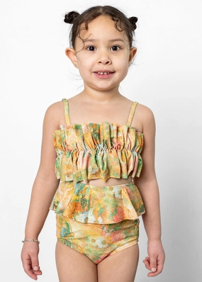 Wonderland Floral | Mini Peplum Bottoms toddler girl swimwear, summer swimwear for girls