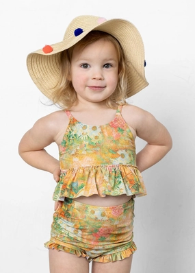 Wonderland Floral | Mini Peplum Top toddler girl swimwear, summer swimwear for girls