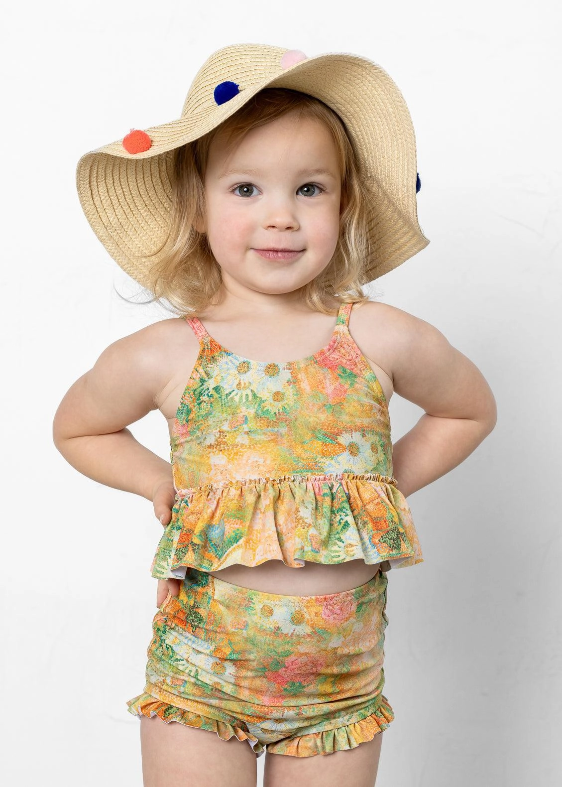 Wonderland Floral | Mini Peplum Top toddler girl swimwear, summer swimwear for girls