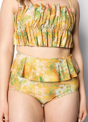 Wonderland Floral | Peplum Bottoms elastic waistband swim bottoms, mix-and-match bikini bottoms