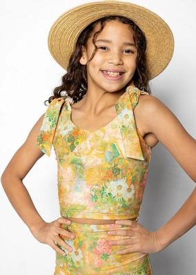 Wonderland Floral | Youth Knot Top toddler girl swimwear, summer swimwear for girls