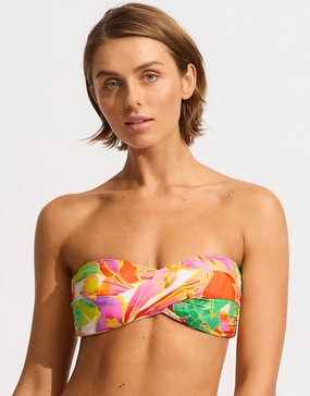 Wonderland Twist Bandeau Bikini Top - Fuchsia Rose full coverage swim tops, cute bikini tops
