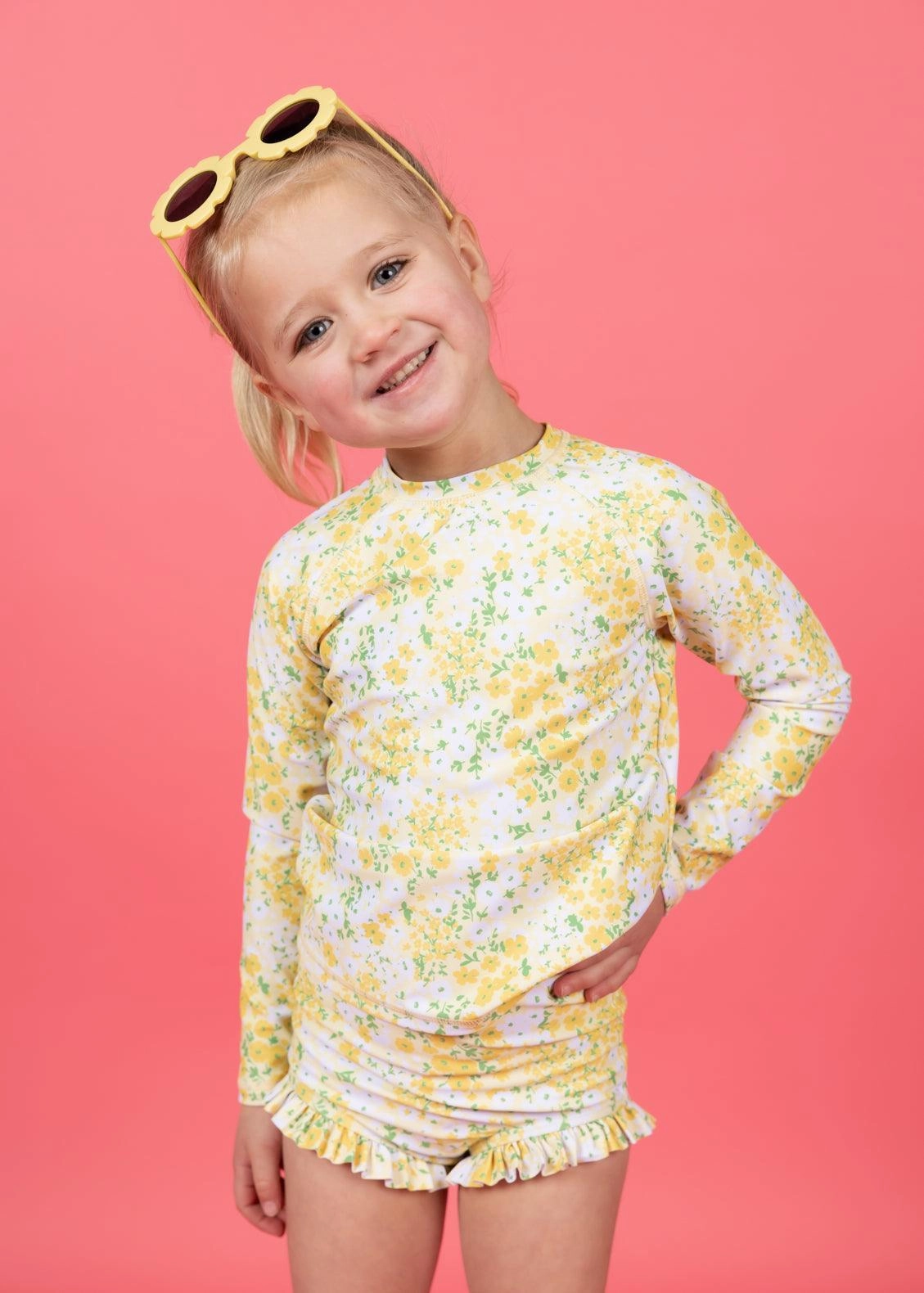 Yellow Meadow | Mini All Ruffled Up Bottoms toddler girl swimwear, summer swimwear for girls