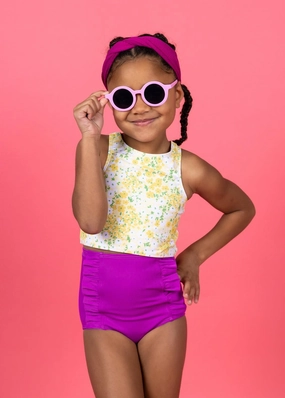 Yellow Meadow | Mini Racer Back Top toddler girl swimwear, summer swimwear for girls