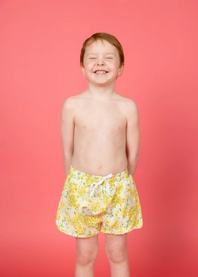 Yellow Meadow | Mini Retro Shorties boys summer swimwear, boys rash guard swim sets