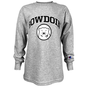 Youth Long-Sleeved Tee with Bowdoin & Bear Medallion from Champion
