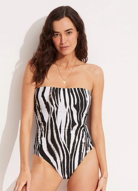 Zahara DD Bandeau One Piece - Black slimming one piece swimsuits, fashionable one piece suits