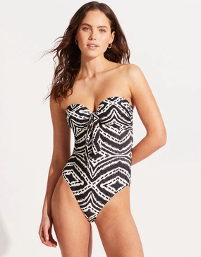 Zanzibar Twist Tie Front Swimsuit - Black womens resort swimwear, flattering one-piece swimsuits