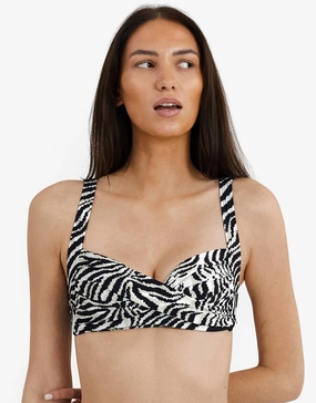 Zebra Medea Bikini Top - Brown and White full coverage swim tops, cute bikini tops
